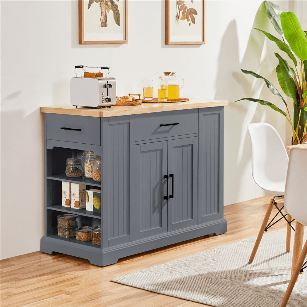 Alden Design Modern Kitchen Islands with Drawers, Engineered Wood Dark Gray, 36 in