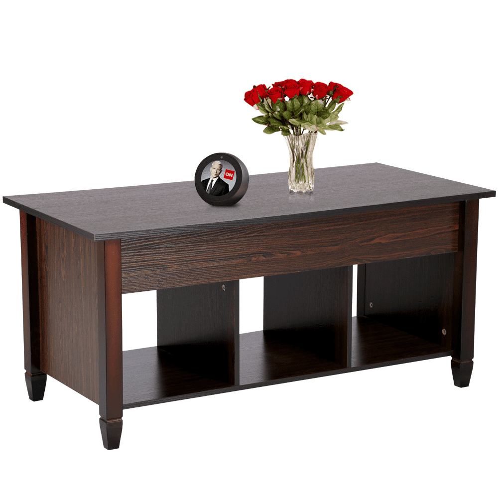 Lift Compartment Alden Design Modern Lift Top Coffee Table with 3 Storage Compartments ...