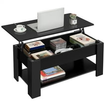 Alden Design Modern Lift Top Coffee Table with Hidden Compartment & Storage, Black