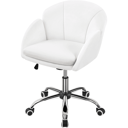 Alden Design Modern Rolling Desk Chair with Armrests for Home Office, Snowy