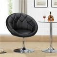 thumbnail image 1 of Alden Design Modern Tufted Adjustable Barrel Swivel Accent Chair, Black Faux Leather, 1 of 14