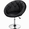 thumbnail image 1 of Alden Design Modern Tufted Adjustable Barrel Swivel Accent Chair, Black Faux Leather, 1 of 10