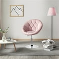 thumbnail image 1 of Alden Design Modern Tufted Adjustable Barrel Swivel Accent Chair, Pink Velvet, 1 of 8
