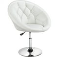 thumbnail image 1 of Alden Design Modern Tufted Adjustable Barrel Swivel Accent Chair, White Faux Leather, 1 of 11