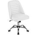 thumbnail image 1 of Alden Design Modern Tufted Faux Leather Armless Desk Chair for Home Office, White, 1 of 8