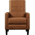 thumbnail image 1 of Alden Design Modern Tufted Faux Leather Recliner with Footrest for Living Room, Brown, 1 of 9