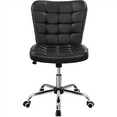 thumbnail image 1 of Alden Design Modern Tufted Faux Leather Home Office Armless Desk Chair, Black, 1 of 10