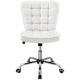 thumbnail image 1 of Alden Design Modern Tufted Faux leather Armless Desk Chair for Home Office, White, 1 of 12