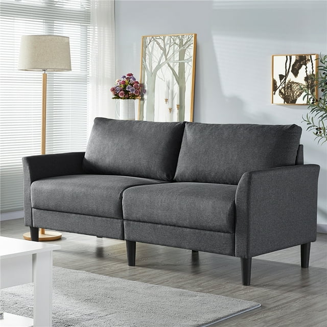 Alden Design Modern Upholstered Fabric 2-Seater Sofa, Gray