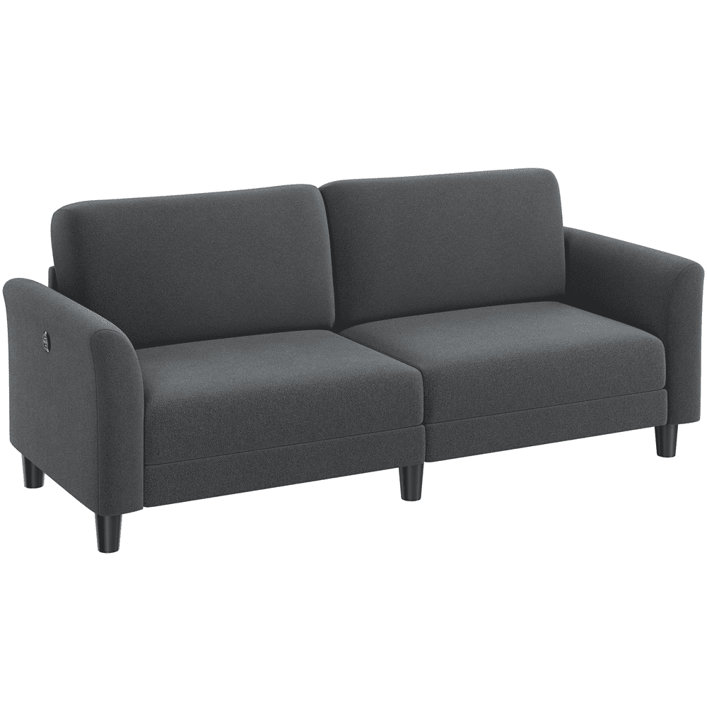 Alden Design Modern Upholstered Fabric 2Seater Sofa with USB Charging