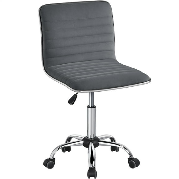 Alden Design Modern Velvet Armless Desk Chair with Mid Back for Home Office, Dark Gray