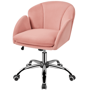 Tina's Home Pink Velvet Swivel Desk Chair, Adjustable Height, Gold Legs ...