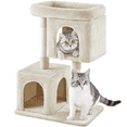 thumbnail image 1 of Alden Design 33.5"H Multilevel Plush Cat Tree with Scratching Posts Basket, Beige, 1 of 10