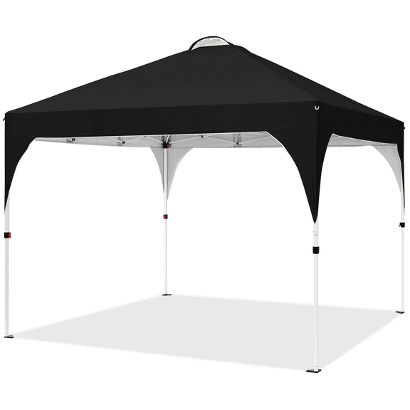 Alden Design Outdoor Canopy Tent with Stakes Ropes Sandbags Wheeled Bag for Patio, Black