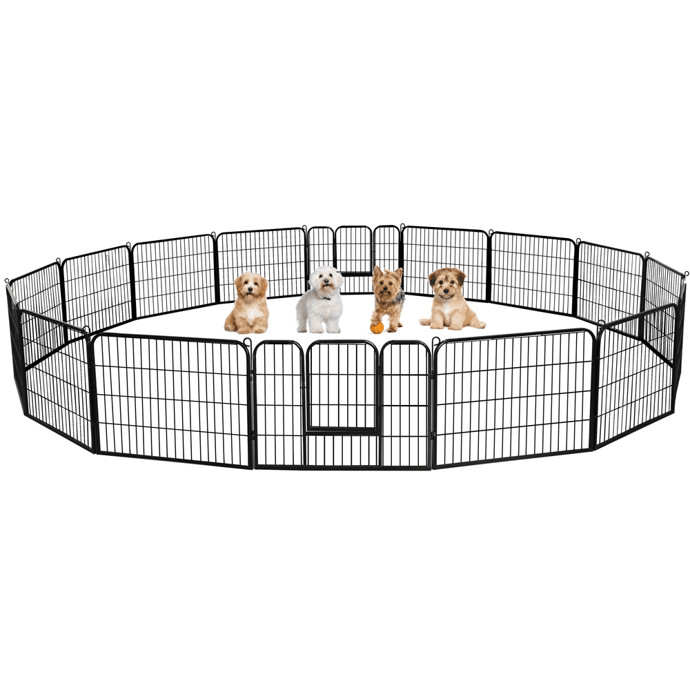 Alden Design Outdoor \u0026 Indoor Metal Dog Playpen, Black