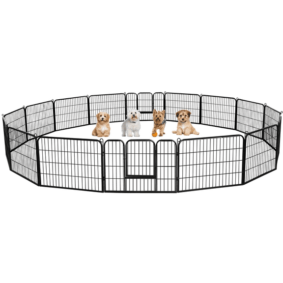 Alden Design Outdoor & Indoor Metal Dog Playpen, Black