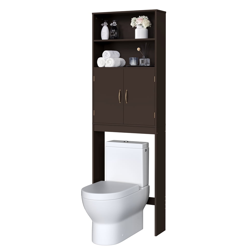 Alden Design Over Toilet Storage Cabinet 2 Shelves for Bathroom, Espresso