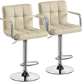 thumbnail image 1 of Alden Design PU Leather Swivel Bar Stools with Large Steel Pedestal Base, Set of 2, Khaki, 1 of 8