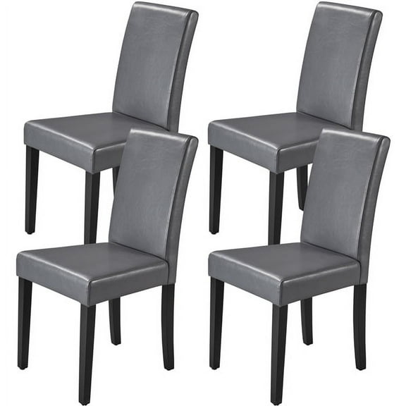 Alden Design Padded Parson Dining Chairs with Solid Wood Legs, Set of 4, Gray