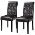 thumbnail image 1 of Alden Design Tufted Upholstered Parson Faux Leather Dining Chair with Solid Wood Legs, Set of 2, Brown, 1 of 9