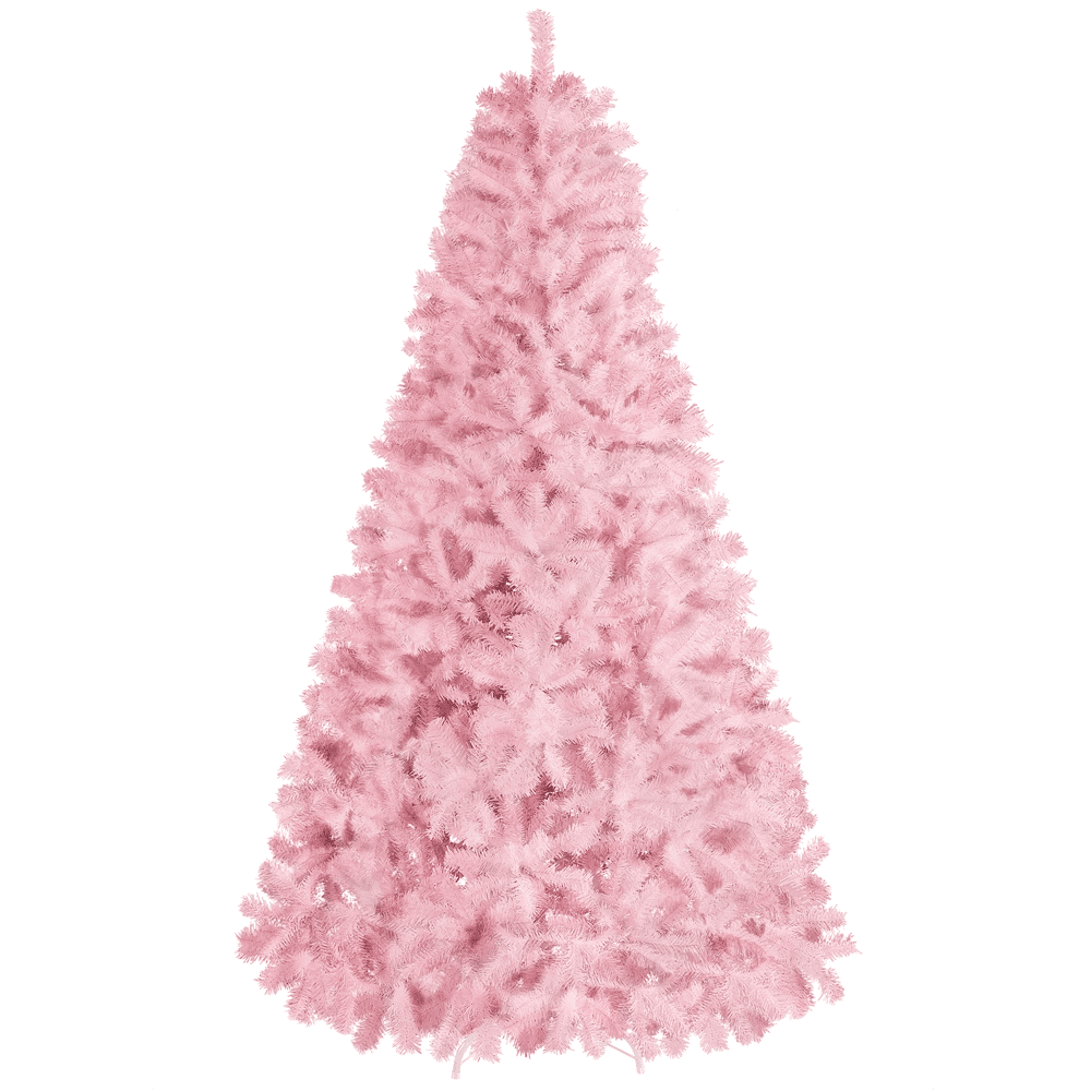 Alden Design Pink Hinged Spruce Artificial Christmas Tree, with Foldable Stand 7.5'