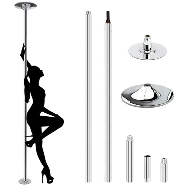 Alden Design Portable Dance Pole Adjustable Static Spinning Stripper Pole Exercise Fitness, Silver - image 1 of 14