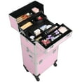 thumbnail image 1 of Alden Design Professional Makeup Case, 3 in 1 Portable Trolley, Pink, 1 of 7