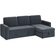 Alden Design Reversible Sectional Sleeper Sofa with Pull Out Bed and Storage, Dark Gray