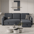thumbnail image 1 of Alden Design Reversible Sectional Sofa with Storage Compartment & USB Ports for Livingroom, Dark Gray, 1 of 13