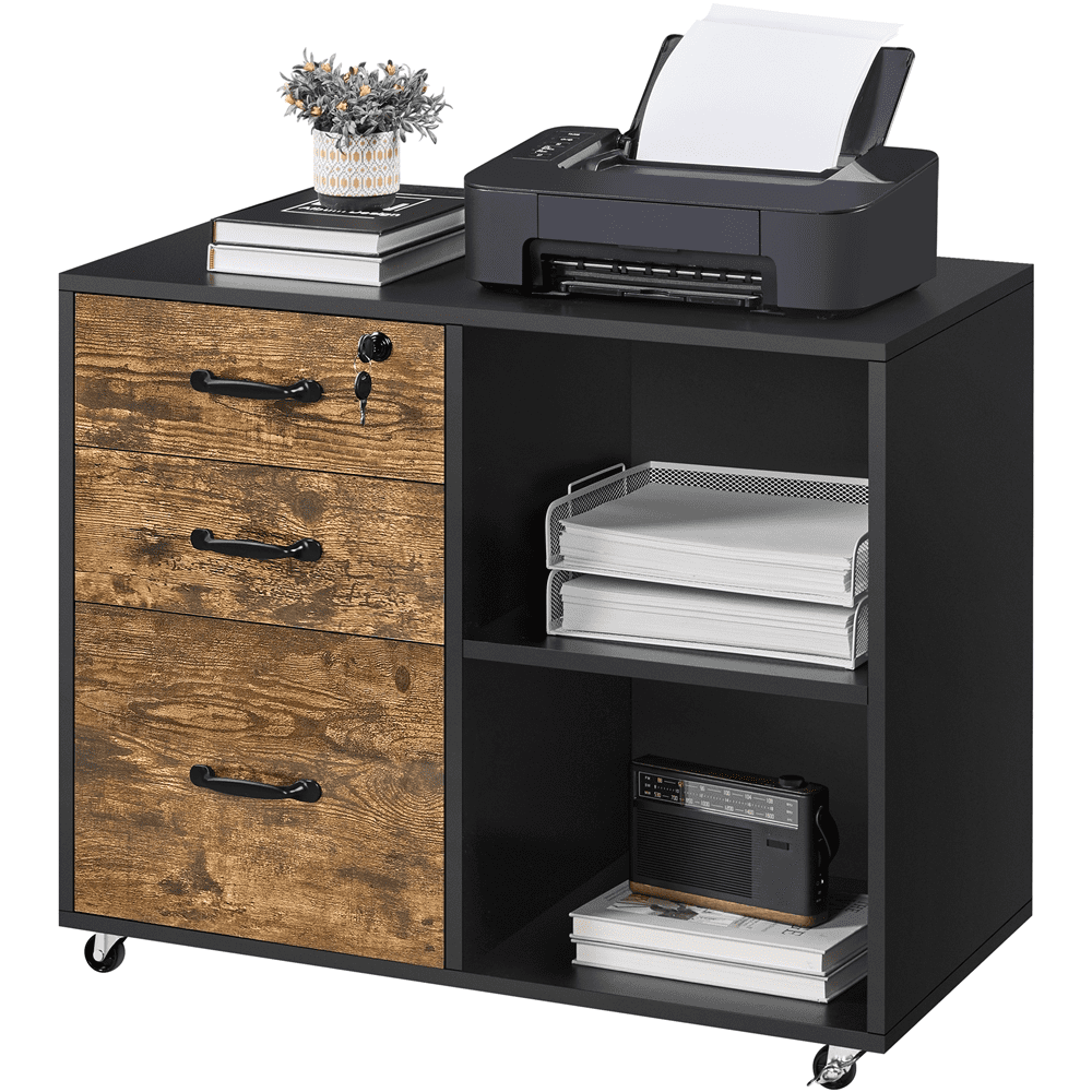 Rolling File Cabinet on shops with 3 Drawers and 2 Shelves