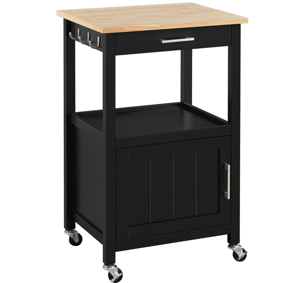 Alden Design Rolling Storage Kitchen Cart, Black
