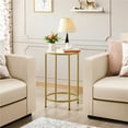 thumbnail image 1 of Alden Design Round Metal End Table with Glass Top for Livingroom, Gold, 1 of 8