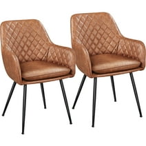 Alden Design Set of 2 Modern Tufted Dining Chairs with Backrest/Armrest for Living Room Kitchen, Brown