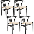 thumbnail image 1 of Alden Design Set of 4 Mid-Century Weave Dining Chairs with Solid Metal Frame, Black, 1 of 9