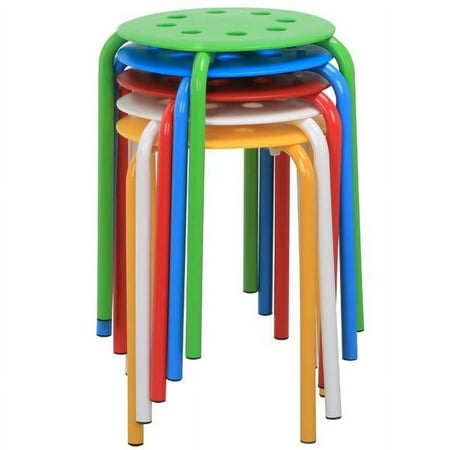Alden Design Set of 5 Indoor Plastic Stack Stools for Classrooms/ Kitchens/Dorms