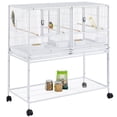 thumbnail image 1 of Alden Design Stackable Wide Divided Metal Bird Breeder Cage with Rolling Stand, White, 1 of 9