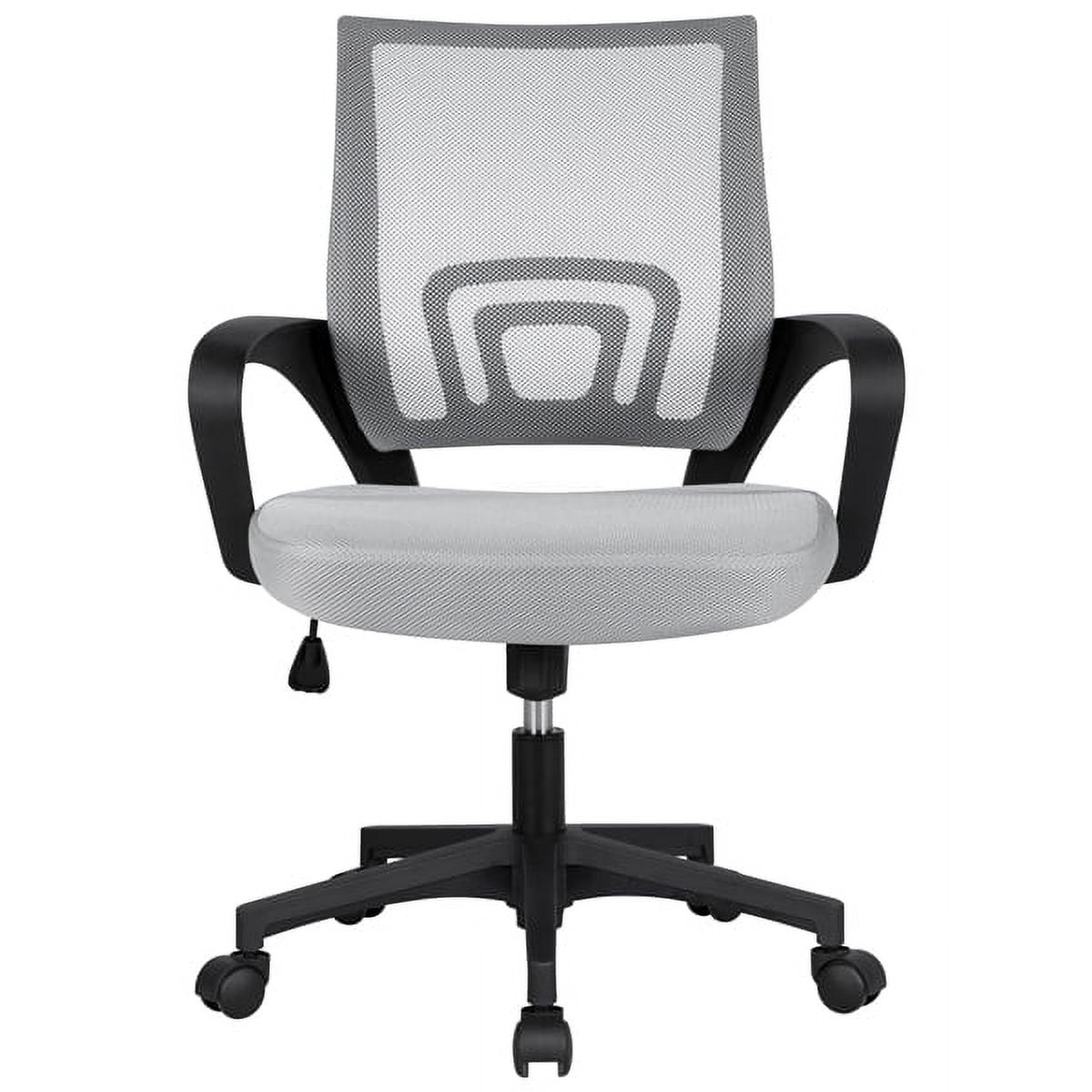 Smile Mart Adjustable Mid Back Mesh Swivel Office Chair with Armrests, Black