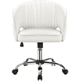 thumbnail image 1 of Alden Design Swivel Faux Leather Office Chair with Tufted Barrel Back, White, 1 of 10