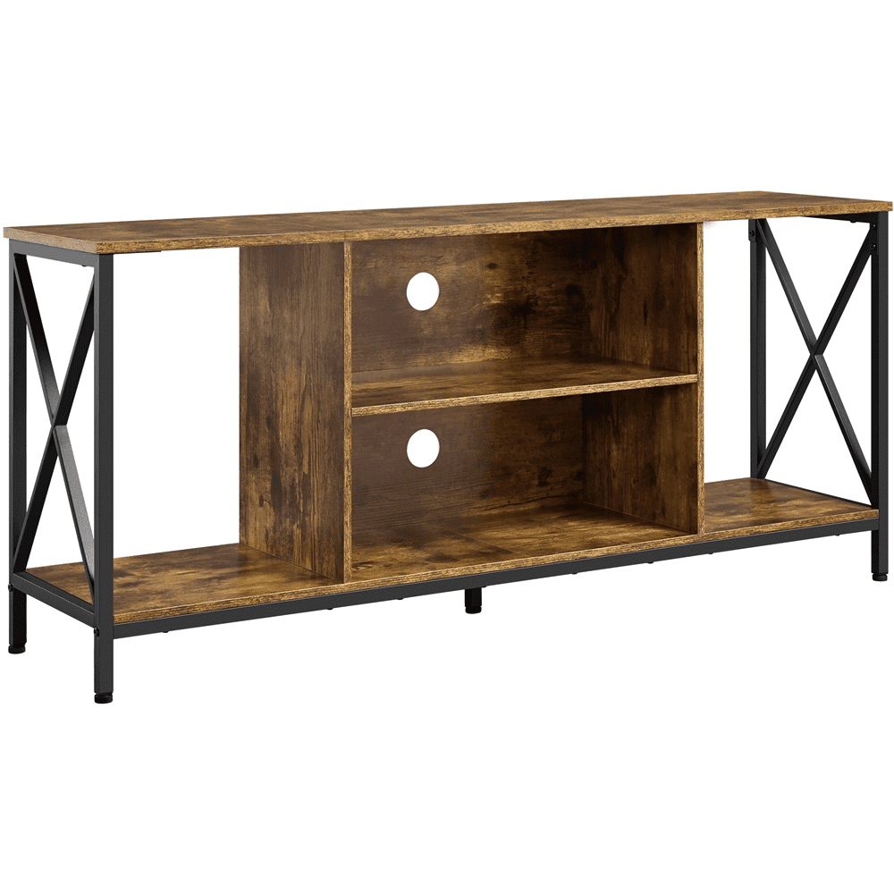 Alden Design TV Stand with Storage for TVs up to 65'', Rustic Brown