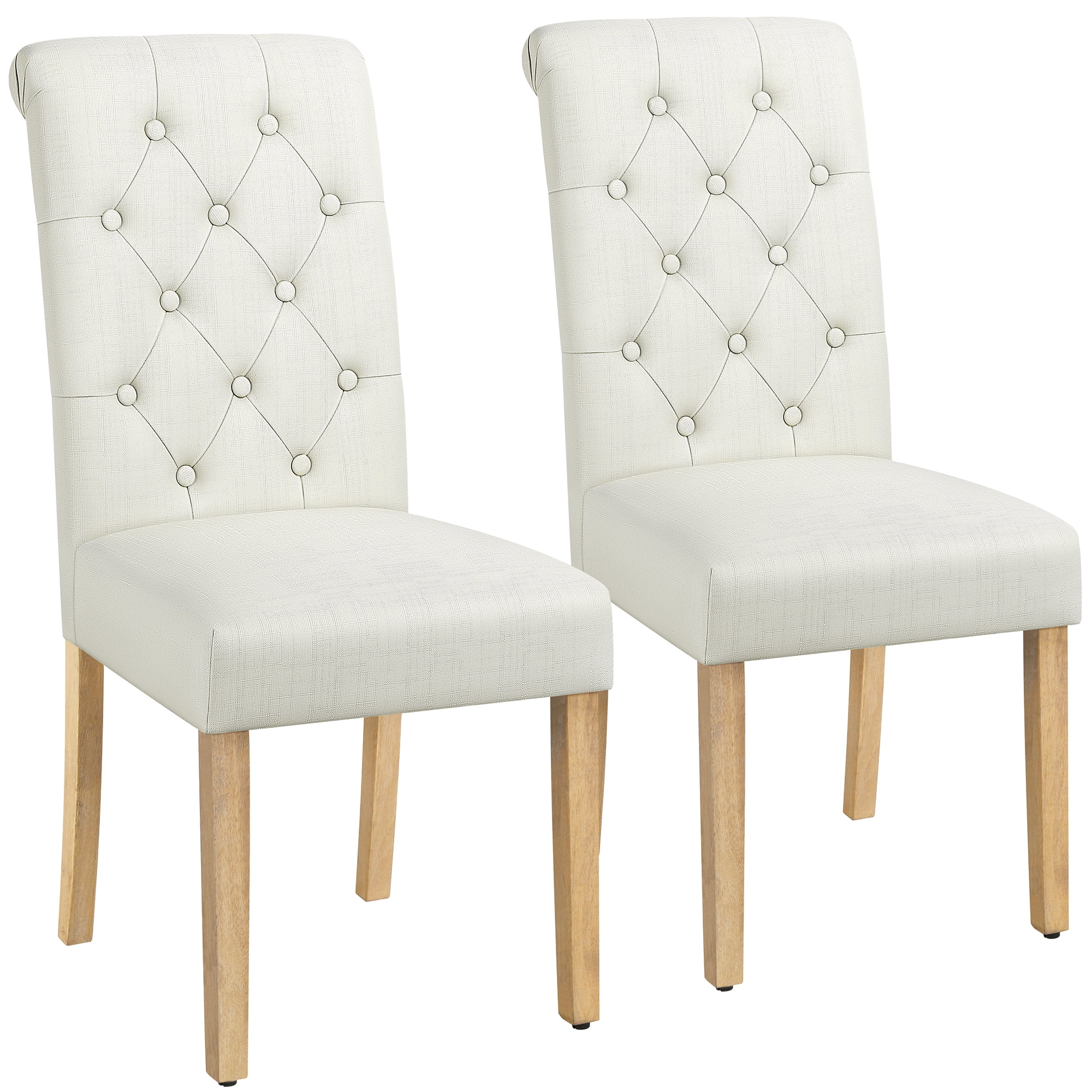 Alden Design Tufted Upholstered High Back Parson Dining Chair, Set of 2, Beige