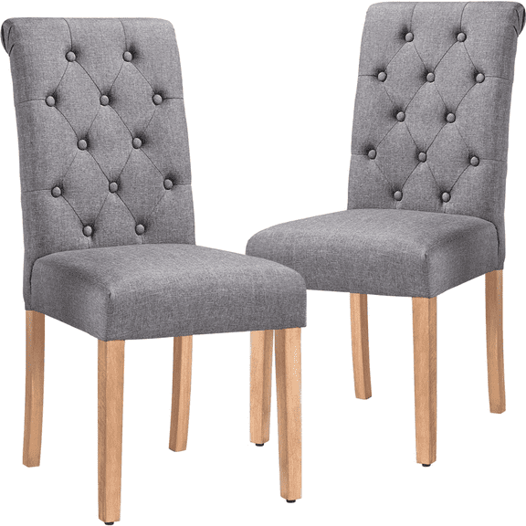 Alden Design Upholstered Dining Chair High Back Padded Parsons Chairs Tufted Dining Chair, Set of 2, Dark Gray