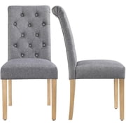 Alden Design Upholstered Dining Chair High Back Padded Parsons Chairs Tufted Dining Chair, Set of 2, Dark Gray