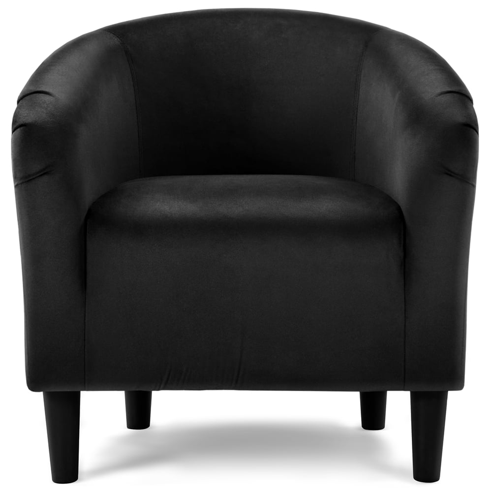 Alden Design Upholstered Barrel Accent Chair for Livingroom, Black Velvet