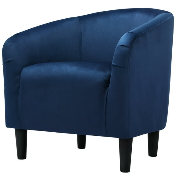 Alden Design Upholstered Barrel Accent Chair for Livingroom, Blue Velvet