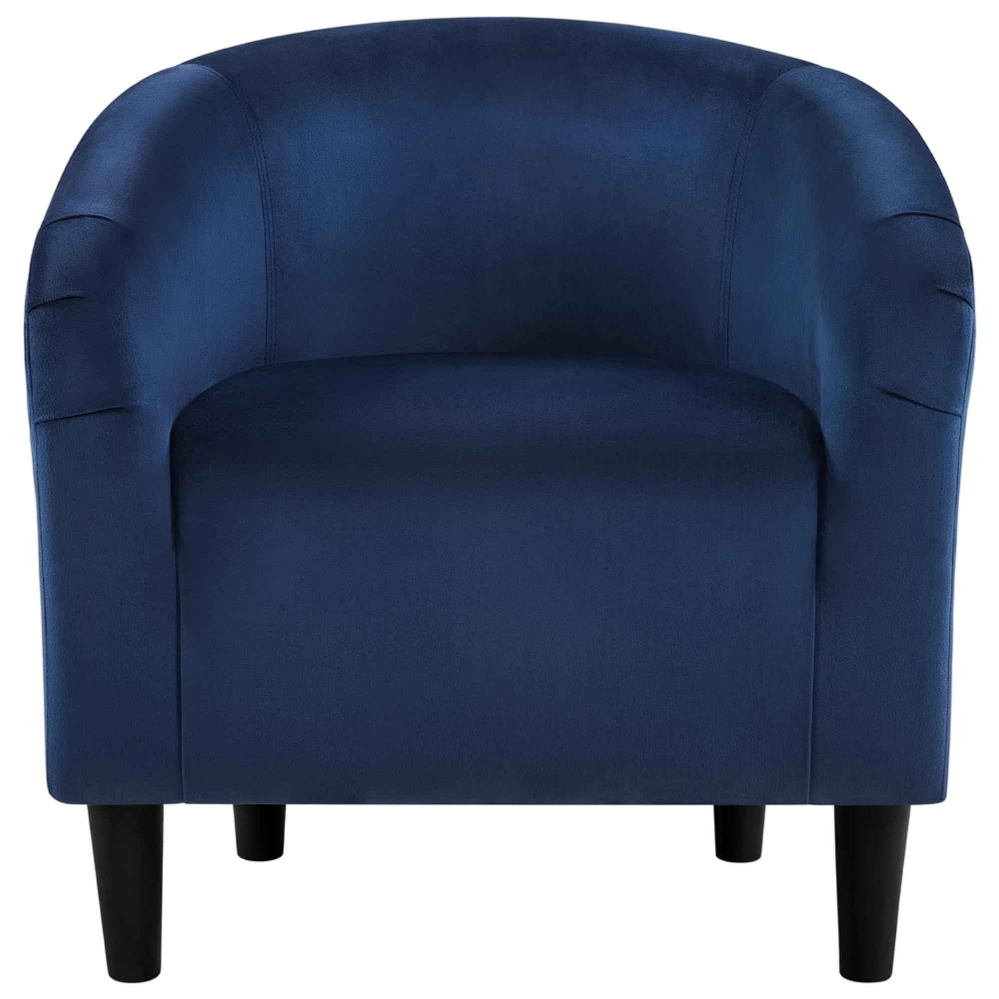 Alden Design Upholstered Barrel Accent Chair for Livingroom, Blue Velvet