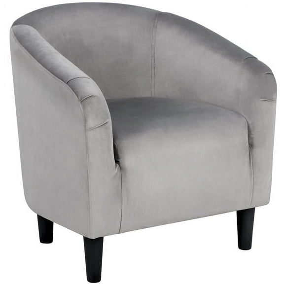 Alden Design Upholstered Barrel Accent Chair for Livingroom, Gray Velvet
