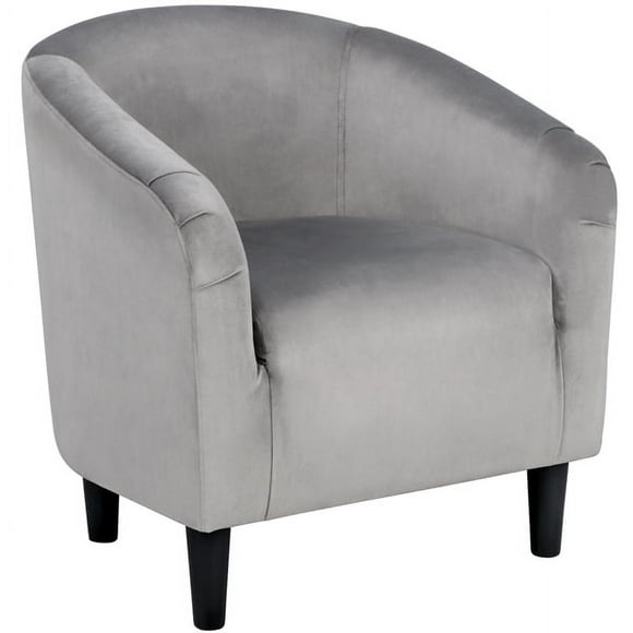 Alden Design Upholstered Barrel Accent Chair for Livingroom, Gray Velvet