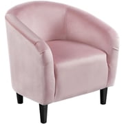 Alden Design Upholstered Barrel Accent Chair for Livingroom, Pink Velvet