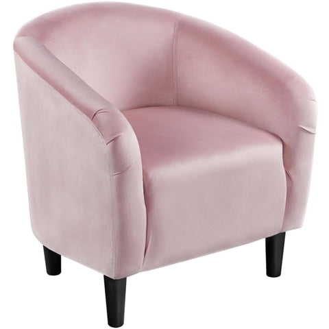 Alden Design Upholstered Barrel Accent Chair for Livingroom, Pink Velvet