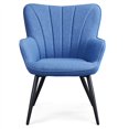 thumbnail image 1 of Alden Design Upholstered Fabric Modern Accent Chair, Blue, 1 of 6